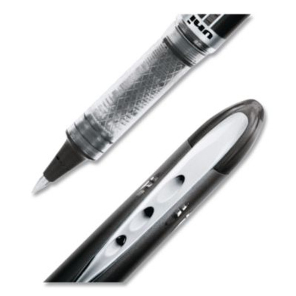Vision Elite Rollerball Pen, Stick, Micro 0.5 Mm, Black Ink, Black/Clear Barrel, Dozen