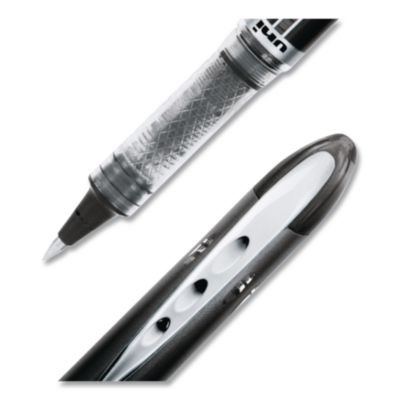 Vision Elite Rollerball Pen, Stick, Micro 0.5 Mm, Black Ink, Black/Clear Barrel, Dozen