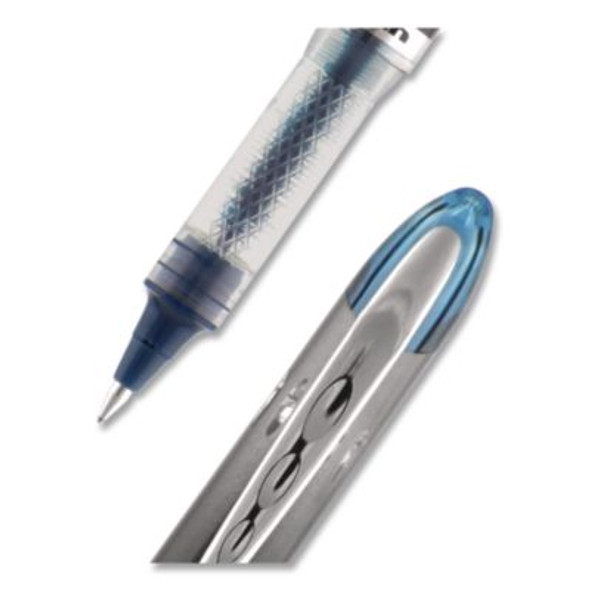 Vision Elite Blx Series Rollerball Pen, Stick, Micro 0.5 Mm, Blue-Infused Black Ink, Gray/Blue/Clear Barrel, Dozen