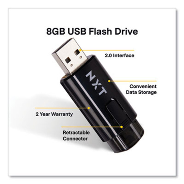 Usb 2.0 Type-A Flash Drive, 8 Gb, Black