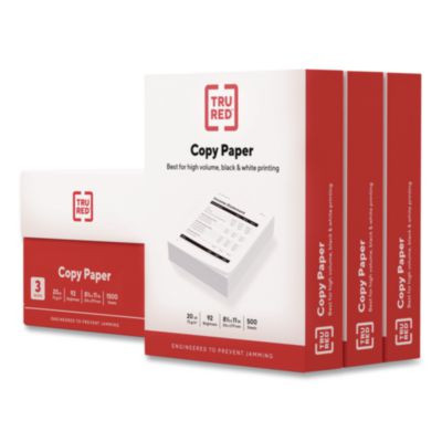 Copy Paper, 92 Bright, 20 Lb Bond Weight, 8.5 x 11, 500 Sheets/Ream, 3 Reams/Carton