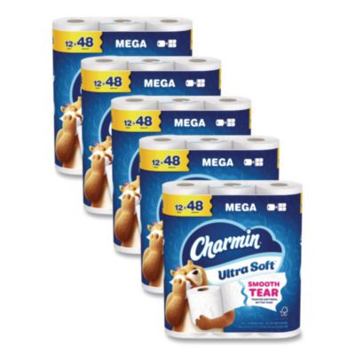 Ultra Soft Bathroom Tissue, Mega Roll, Septic Safe, 2-Ply, White, 208 Sheets/Roll, 12 Rolls/Pack, 5 Packs/Carton