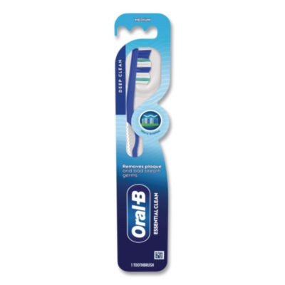 Essential Clean Toothbrush, Unscented, Blue/White, 72/Carton