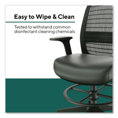 Health Bedford Drafting Stool, Supports Up To 275 Lb, 26.5x 33.6 Seat Height, Black Seat, Black Back, Black Base