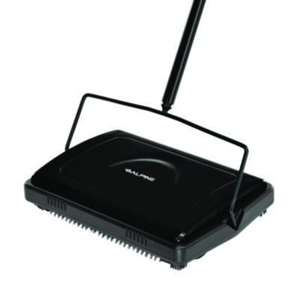 Manual Triple Brush Carpet And Floor Sweeper, 42.5" Handle, Black