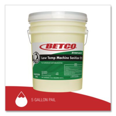 Symplicity Low Temp Machine Sanitizer, Chlorine Scent, 5 Gal Pail