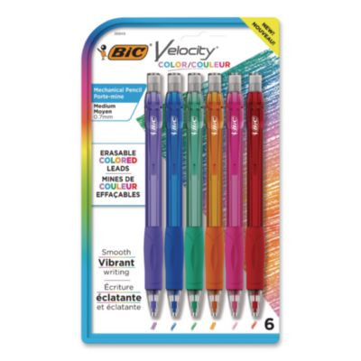 Velocity Colored Lead Mechanical Pencils, 0.7 Mm, Hb (#2), Assorted Lead Colors, Assorted Barrel Colors, 6/Pack