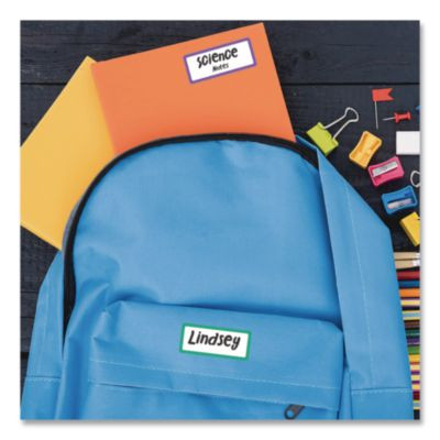 No-Iron Fabric Labels, Rainbow Border, Handwrite Only, 0.75 x 1.75, White, 12/Sheet, 2 Sheets/Pack