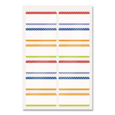 No-Iron Fabric Labels, Multicolored Border, Handwrite Only, 0.75 x 1.75, White, 12/Sheet, 2 Sheets/Pack