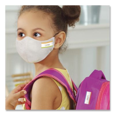 No-Iron Fabric Labels, Multicolored Border, Handwrite Only, 0.75 x 1.75, White, 12/Sheet, 2 Sheets/Pack