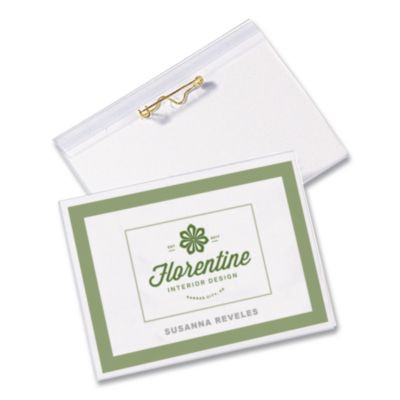 Pin-Style Badge Holder With Laser/Inkjet Insert, Top Load, 3.5 x 2.25, White, 24/Pack