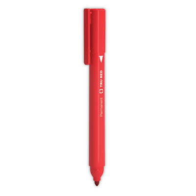 Permanent Marker, Pen-Style, Fine Bullet Tip, Red, Dozen