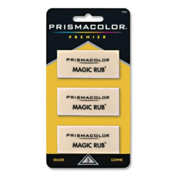 Magic Rub Eraser, For Pencil/Ink Marks, Rectangular Block, Medium, Off White, 3/Pack