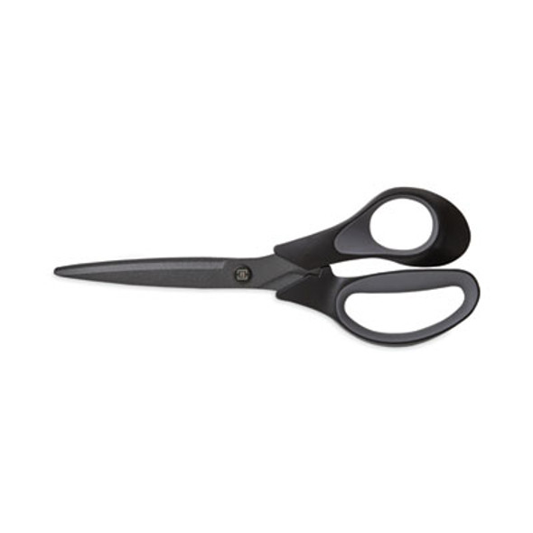 Non-Stick Titanium-Coated Scissors, 8" Long, 3.86" Cut Length, Straight Black/Gray Handle, Charcoal Black Blades