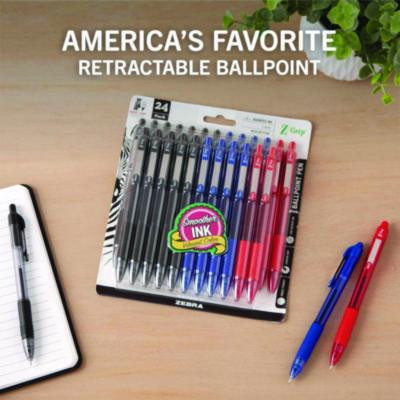 Z-Grip Ballpoint Pen, Retractable, Medium 1 Mm, Assorted Ink And Barrel Colors, 24/Pack