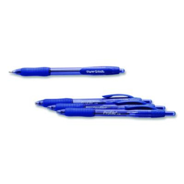 Profile Ballpoint Pen, Retractable, Bold 1.4 Mm, Blue Ink, Translucent Blue Barrel, 4/Pack