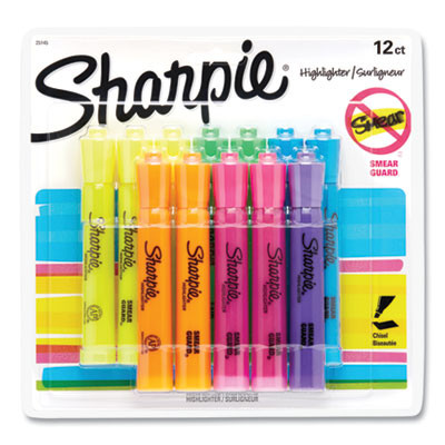 Tank Style Highlighters, Assorted Ink Colors, Chisel Tip, Assorted Barrel Colors, Dozen