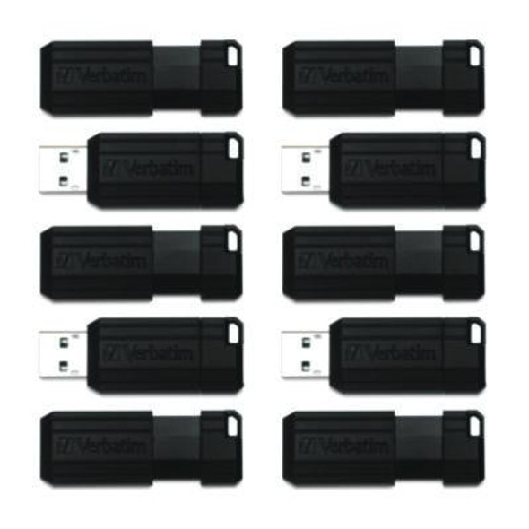 Pinstripe Usb 2.0 Flash Drive, 32 Gb, Black, 10/Pack