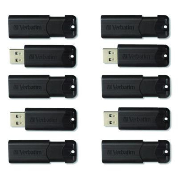 Pinstripe Usb 3.2 Flash Drive, 32 Gb, Black 10/Pack