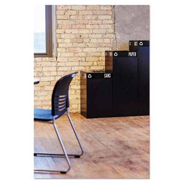 Public Square Recycling Receptacles, Paper Recycling, 42 Gal, Steel, Black