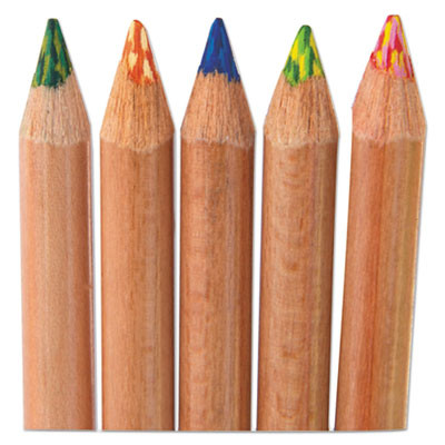 Tri-Tone Color Pencils, 3.8 Mm, Assorted Tri-Tone Lead Colors, Tan Barrel, Dozen