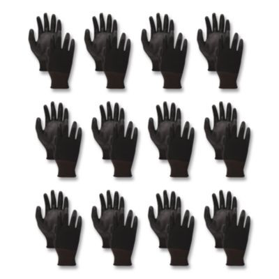 Palm Coated Hppe Gloves, Medium (Size 8), Salt And Pepper/Black, 12 Pairs