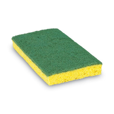 Medium-Duty Scrubbing Sponge, 3.6 X 6.1, 0.7" Thick, Yellow/Green, 60/Carton