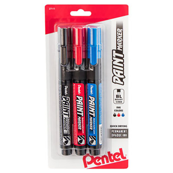 Opaque Bullet Tip Paint Markers, Medium Bullet Tip, Assorted Colors, 3/Pack
