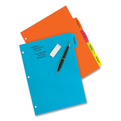 Big Tab Write And Erase Durable Plastic Dividers, 5-Tab, 11 x 8.5, Assorted, 1 Set