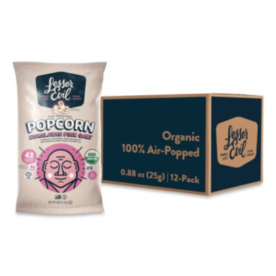 Snack Organic Himalayan Pink Salt Popcorn, 0.88 Oz Bag, 12/Carton
