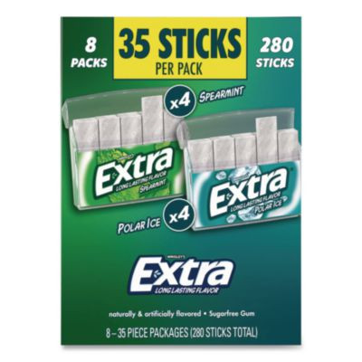 Extra Polar Ice And Spearmint Sugar-Free Gum Variety Pack, Polar Ice/Spearmint, 35 Sticks/Pack, 8 Packs/Carton
