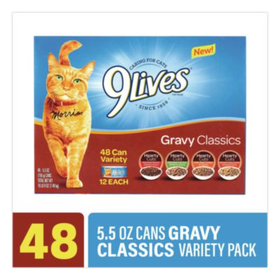 Gravy Classics Wet Cat Food Variety Pack, Assorted Flavors, 5.5 Oz Can, 48/Carton