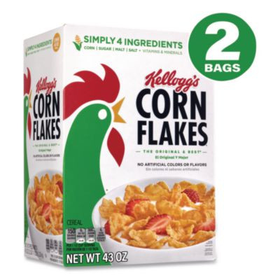 Corn Flakes Cereal,  2 Bags/Box,  43 Oz Box