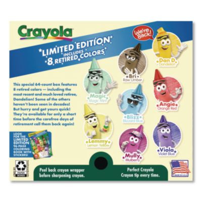 Limited Edition Collection Crayons, Regular Size, 64 Assorted Colors, 64/Box