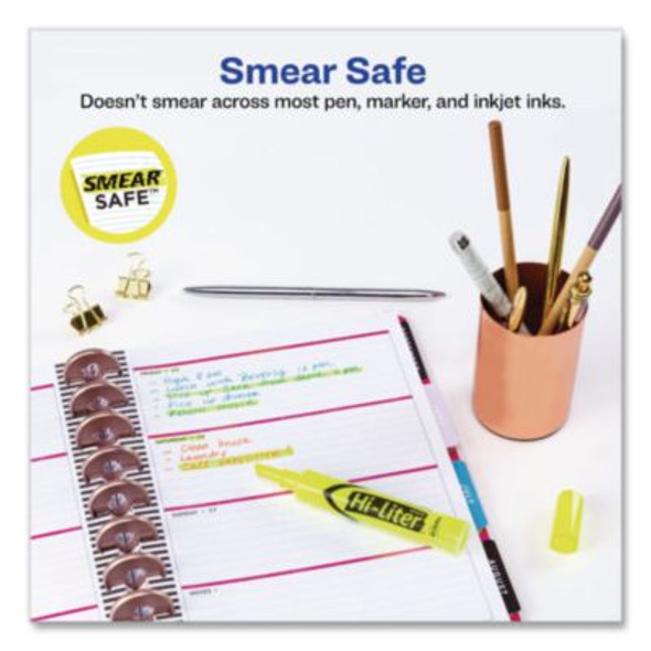 Hi-Liter Desk-Style Highlighters, Yellow Ink, Chisel Tip, Yellow Barrel, Dozen