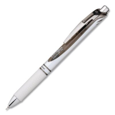 Energel Pearl Deluxe Rtx Gel Pen, Retractable, Medium 0.7 Mm, Black Ink, Pearl White/Smoke Barrel, Dozen