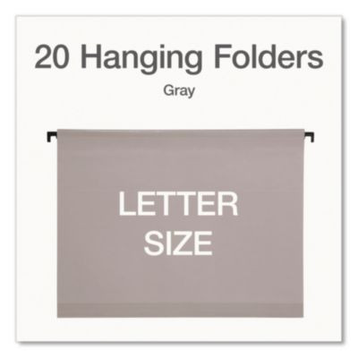 Surehook Hanging Folders, Letter Size, 1/3-Cut Tabs, Light Gray, 20/Box
