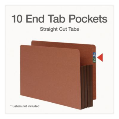 End Tab File Pocket, Dark Brown Gusset, 3.5" Expansion, Legal Size, Brown/Dark Brown, 10/Box