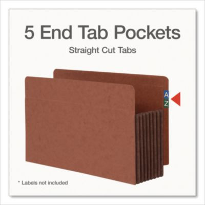 End Tab File Pocket, 7" Expansion, Legal Size, 5/Box