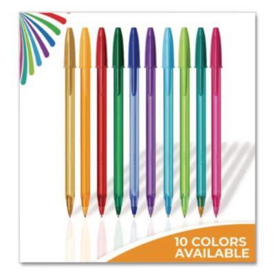 Color Cues Cristal Xtra Smooth Ballpoint Pen, Stick, Medium 1.2 Mm, Assorted Ink And Barrel Colors, 10/Box