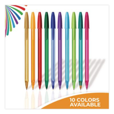 Color Cues Cristal Xtra Smooth Ballpoint Pen, Stick, Medium 1.2 Mm, Assorted Ink And Barrel Colors, 60/Box