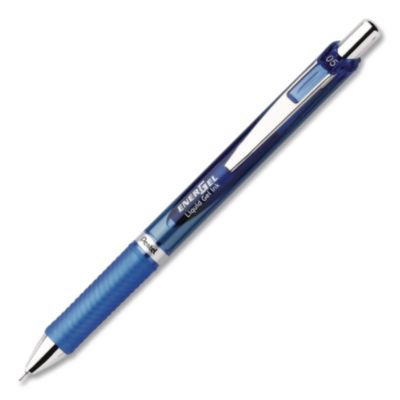 Energel Rtx Deluxe Gel Pen, Retractable, Fine 0.5 Mm, Blue Ink, Blue Barrel, Dozen