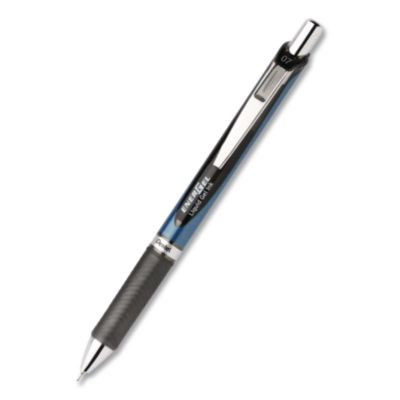 Energel Rtx Deluxe Gel Pen, Retractable, Medium 0.7 Mm, Black Ink, Black/Blue Barrel, Dozen