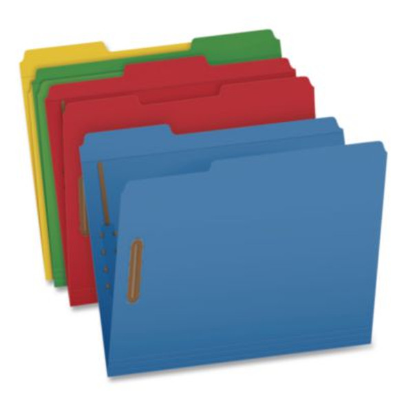 Heavy-Duty Fastener Folder, 1/3-Cut Tab: Assorted, Expands 0.75", 2 Fasteners, Letter Size, Assorted, 50/Box