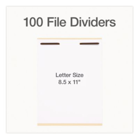 File Divider Set, End Tab: Straight, 1 Fastener, Letter Size, Manila, 100/Box