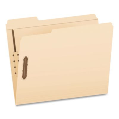 Heavy-Duty Fastener Folder, 1/3-Cut Tab: Assorted, Expands 0.75", 2 Fasteners, Letter Size, Manila, 50/Box