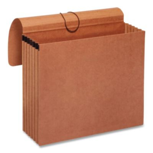 Moisture-Resistant Expanding Wallet, 5.25" Expansion, 1 Section, Elastic Band Closure, Letter Size, Brown, 10/Box