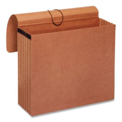 Moisture-Resistant Expanding Wallet, 5.25" Expansion, 1 Section, Elastic Band Closure, Letter Size, Brown, 10/Box
