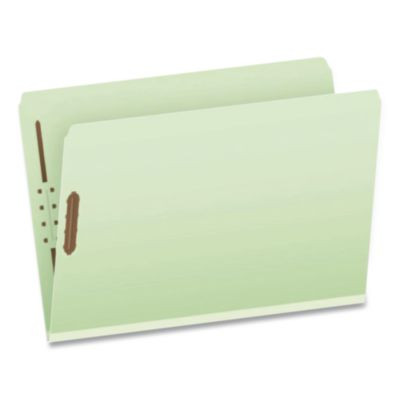 Heavy-Duty Pressboard Fastener Folders, Straight Tab, Expands 2", 2 Fasteners, Legal Size, Light Green, 25/Box