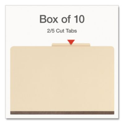 Manila Top Tab Classification Folders, 2/5-Cut Tab, Expands 1.75", 1 Divider, 4 Fasteners, Legal Size, Manila, 10/Box